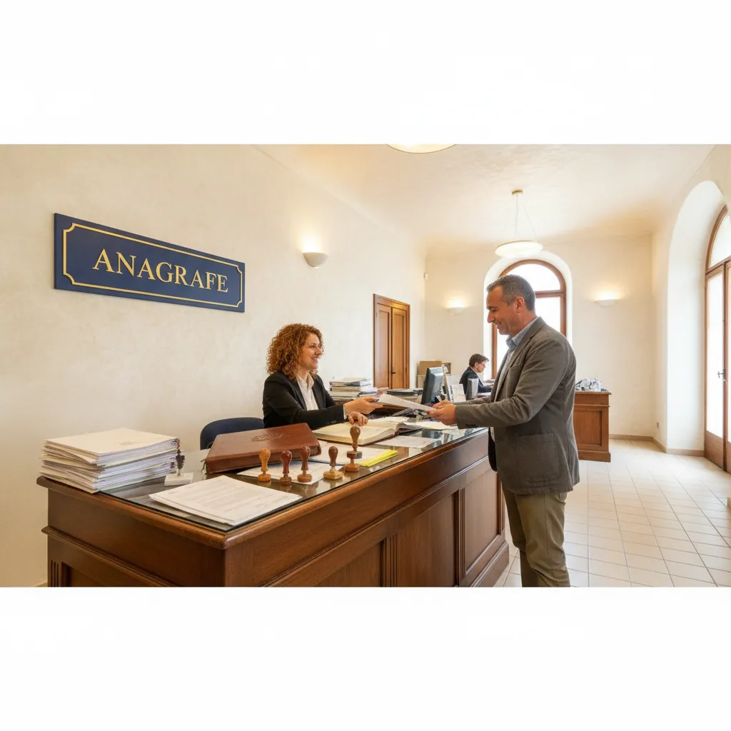 Bureau de l'anagrafe dans une commune italienne pour l'inscription au registre de population