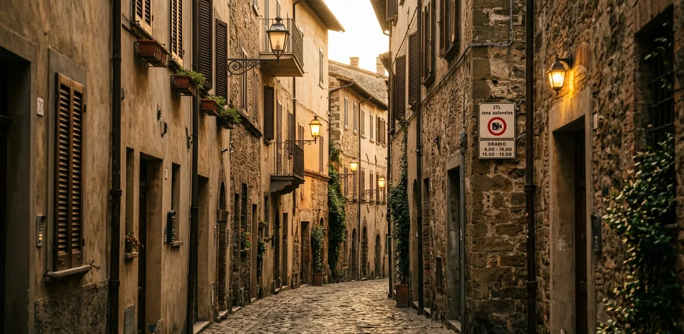 panneau ztl dans une ruelle du centre historique italien