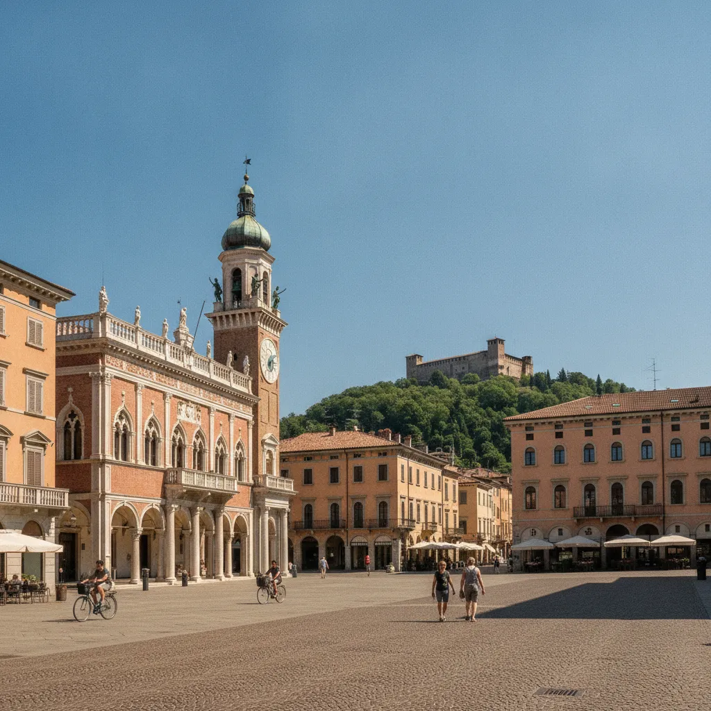 La Piazza della Libertà d'Udine avec la loggia vénitienne et la tour de l'horloge