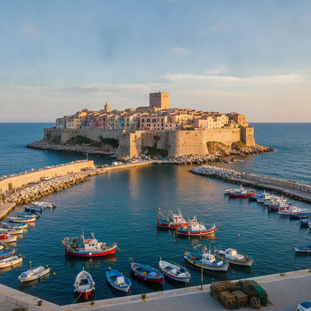 Le vieux bourg médiéval de Termoli sur son promontoire au-dessus de l'Adriatique, Molise