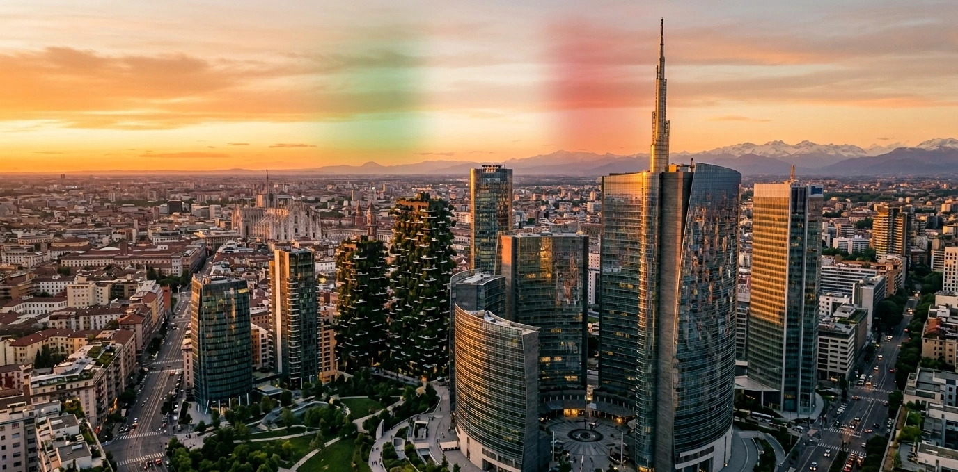 Milan — Porta Nuova financial district, Italian economy 2026